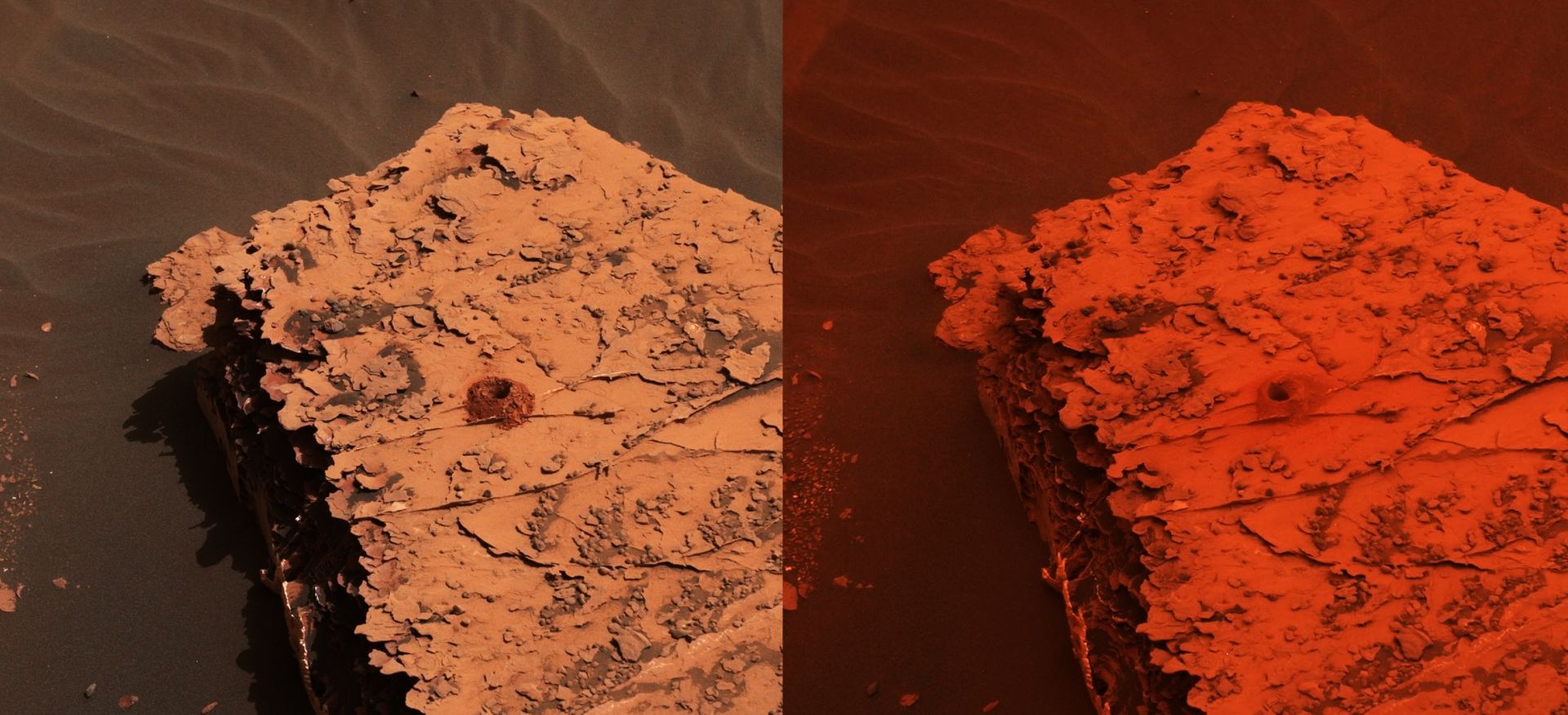 Снимката от ляво е направена преди, а тази от дясно - по време на прашната буря