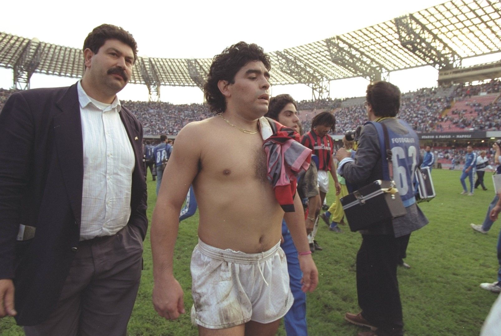 Марадона през 1990 г., месеци преди да бъде хванат за първи път с кокаин на допинг-тест.