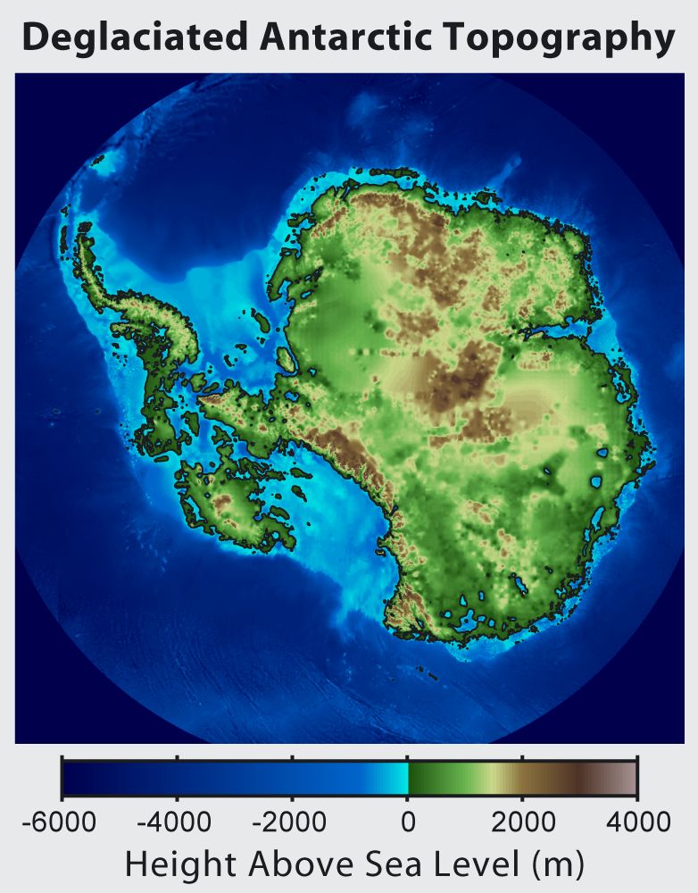 Карта на Антарктида без ледения и щит