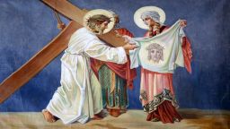 Servietten som St. Veronica drakk blodet fra Frelserens ansikt med på vei til Golgata, bevarte bildet hennes