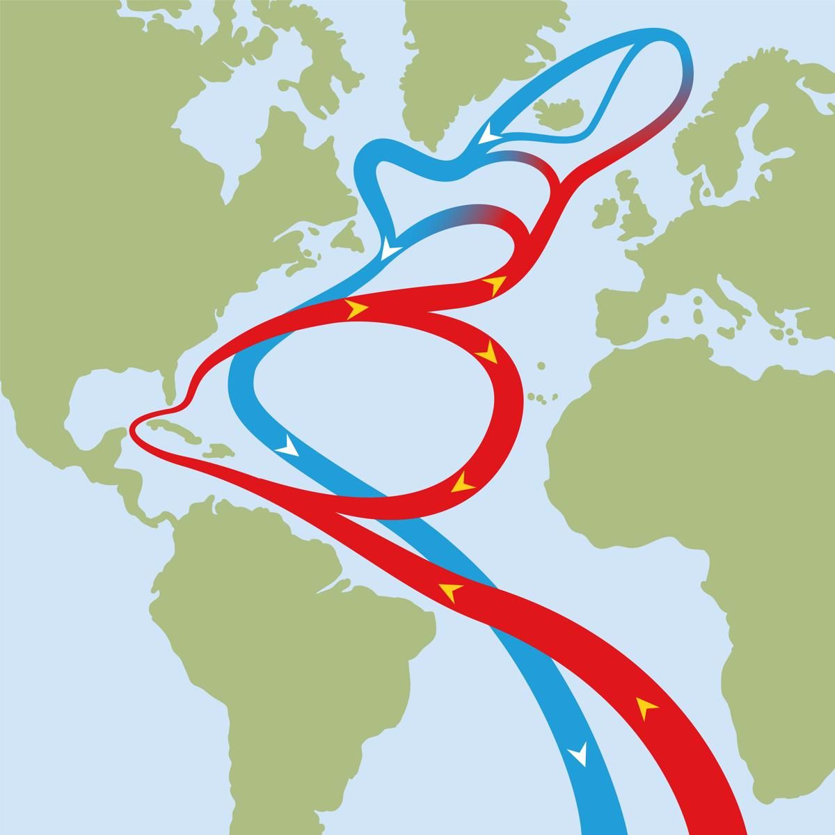 Карта на теченията в Атлантически океан