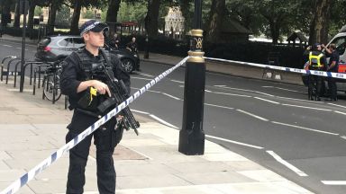 Кола се вряза в оградата на британския парламент, има ранени (видео)