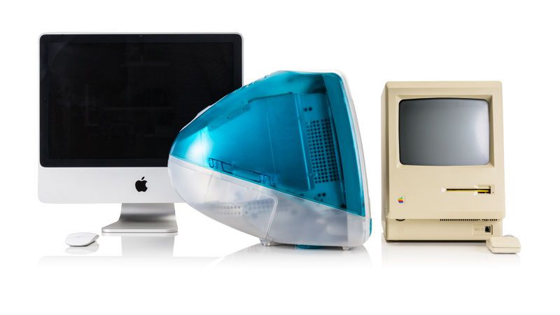 Новият iMac, първият iMac и оригиналният Macintosh