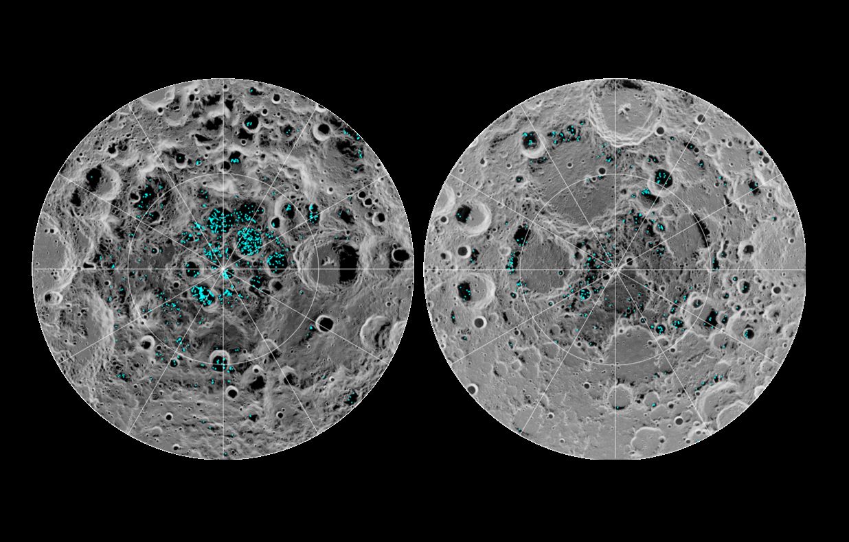 Това са зоните, където може да се намери вода на Луната