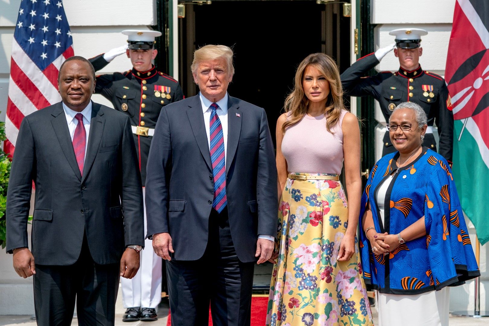 Мелания и Доналд Тръмп посрещнаха президента на Кения и съпругата му - Ухуру и Маргарет Кениата