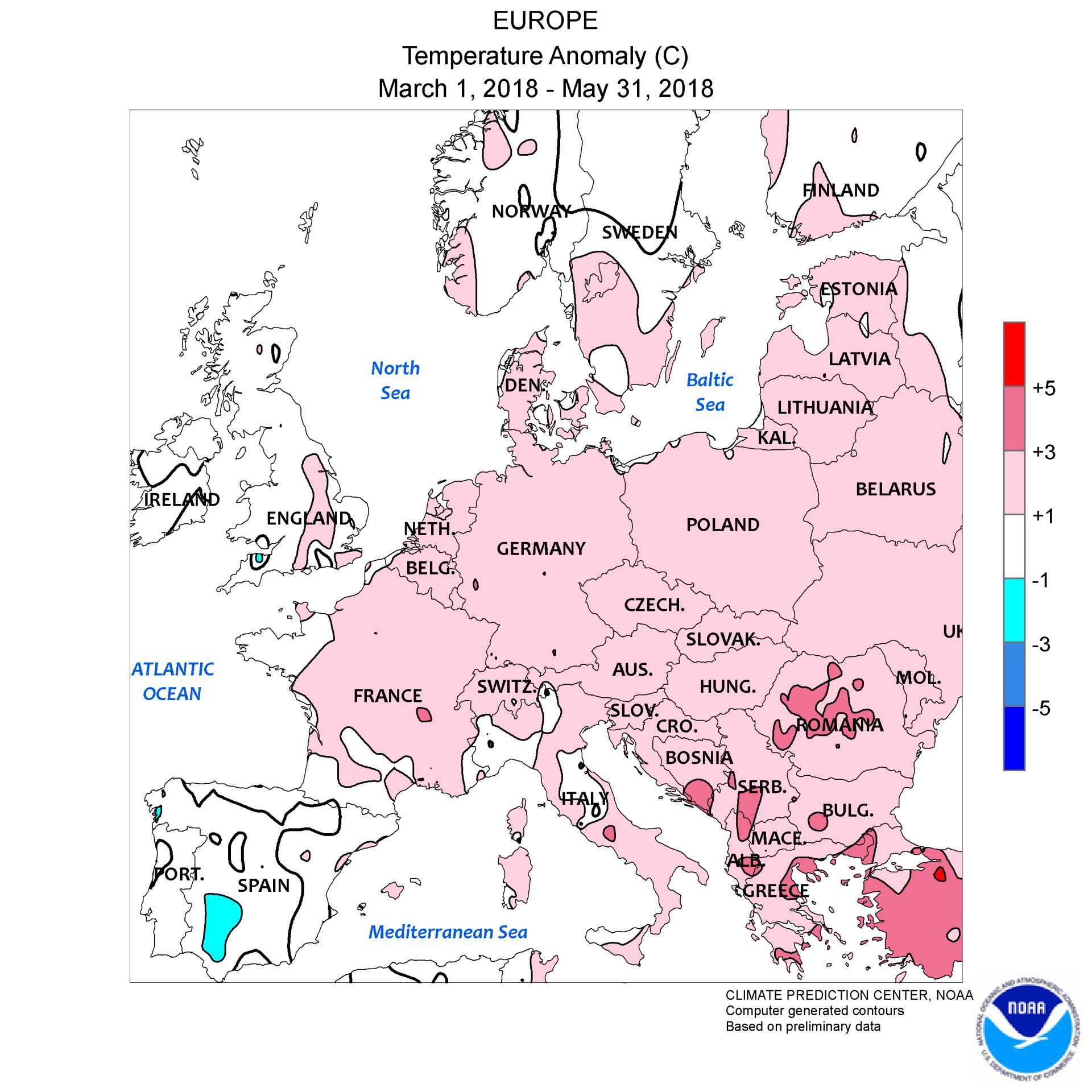 Пролетните месеци в Европа бяха с между 2 и 7 (седем!) градуса по-топли от обичайното