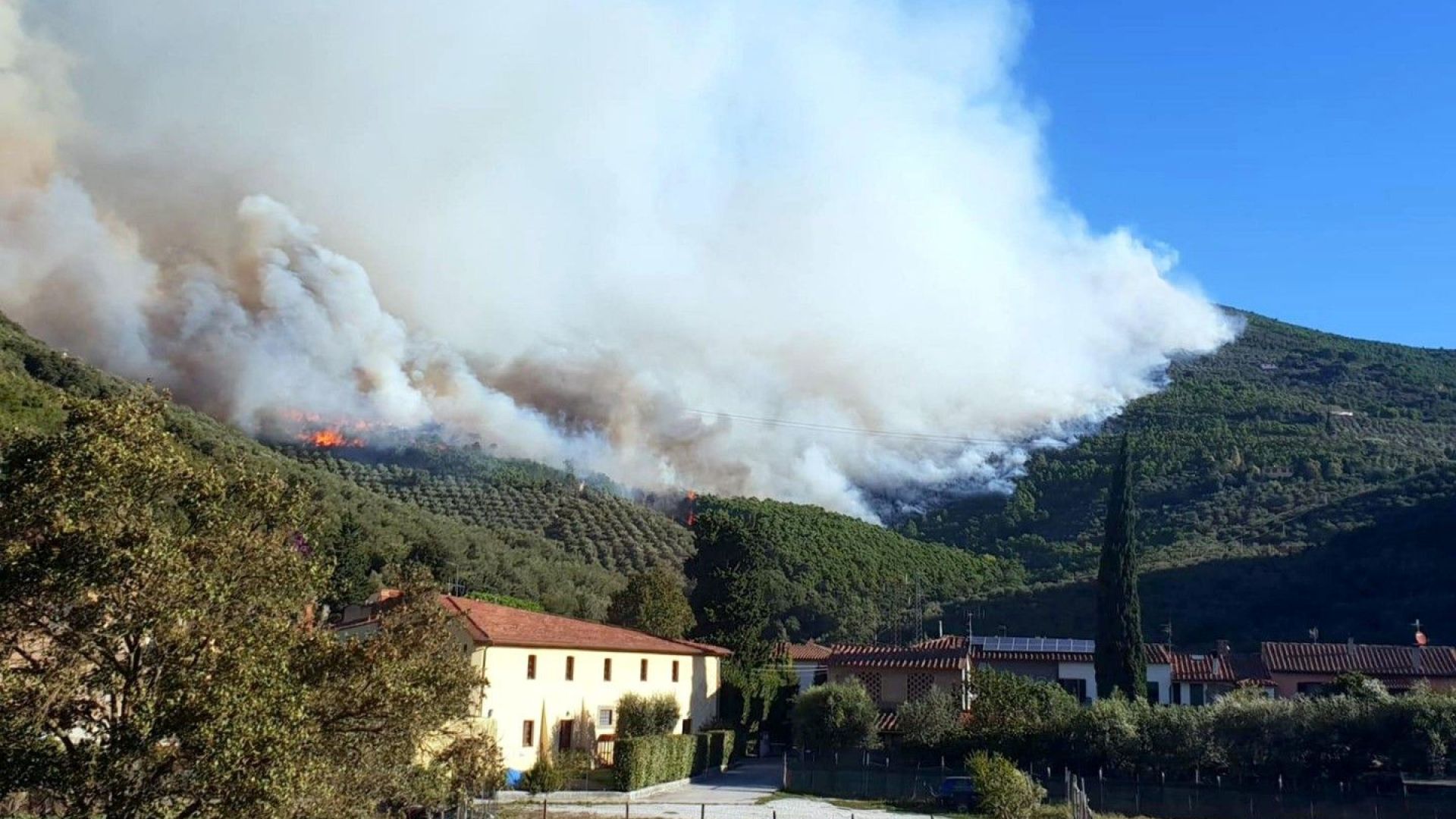 Голям пожар избухна край Пиза, евакуират района