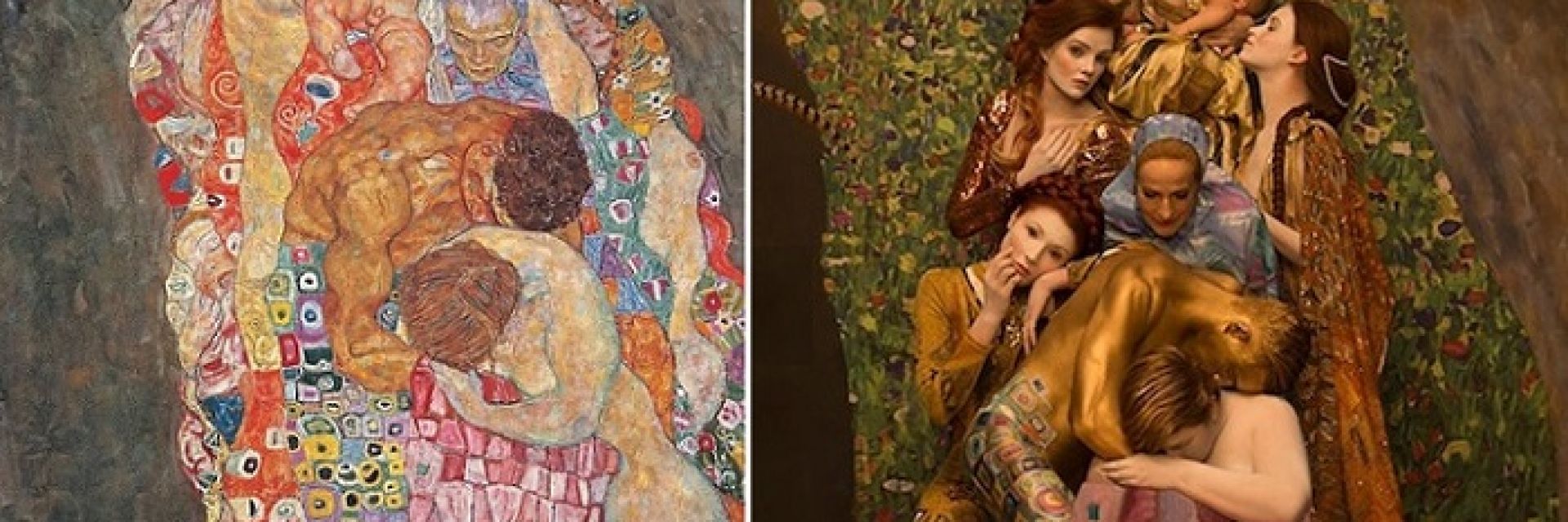 Възстановка с живи модели на картините на Густав Климт