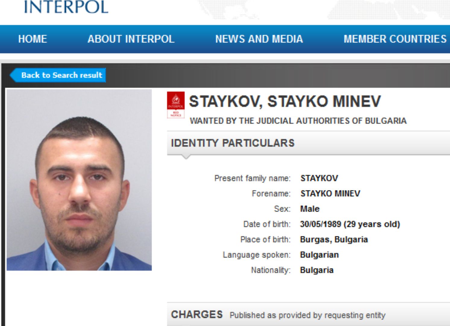 29-годишният Стайко Стайков беше издирван от Интерпол по разследването за данъчни престъпления срещу него