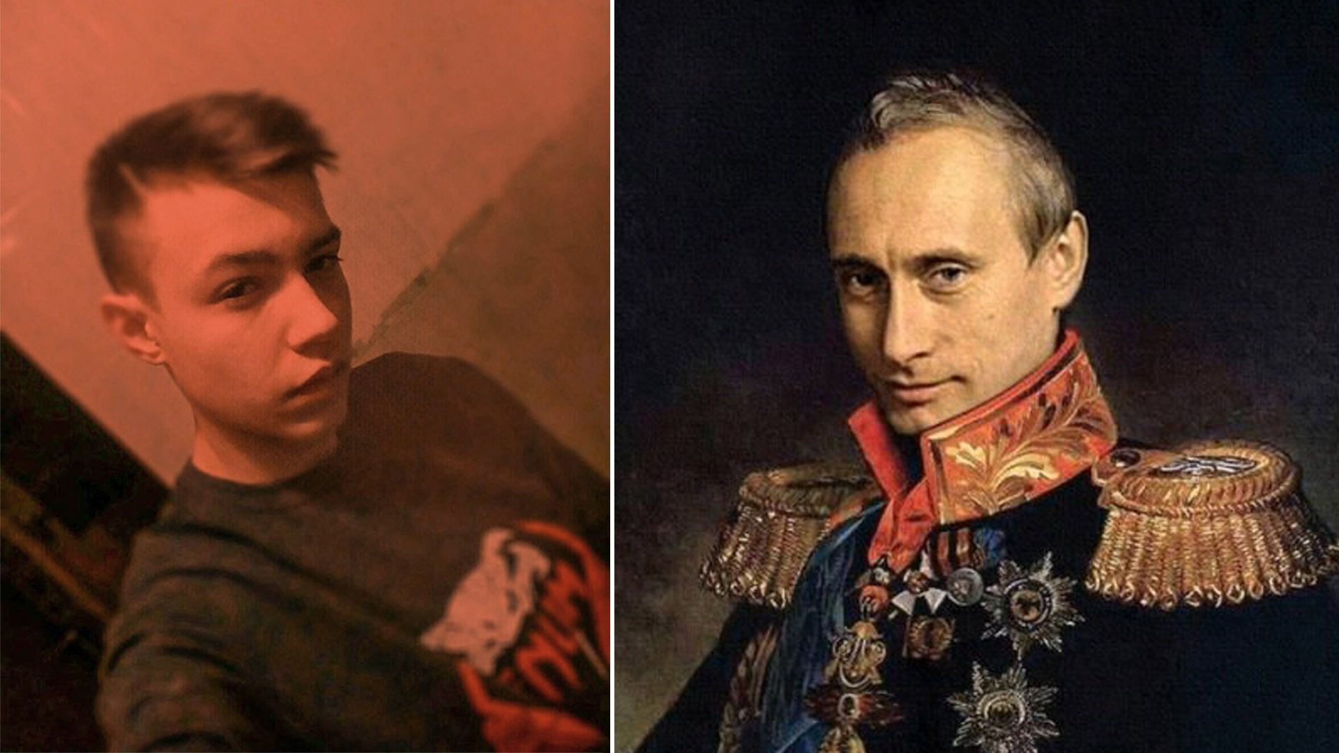 В социалните мрежи Росляков публикува и колажи на Владимир Путин