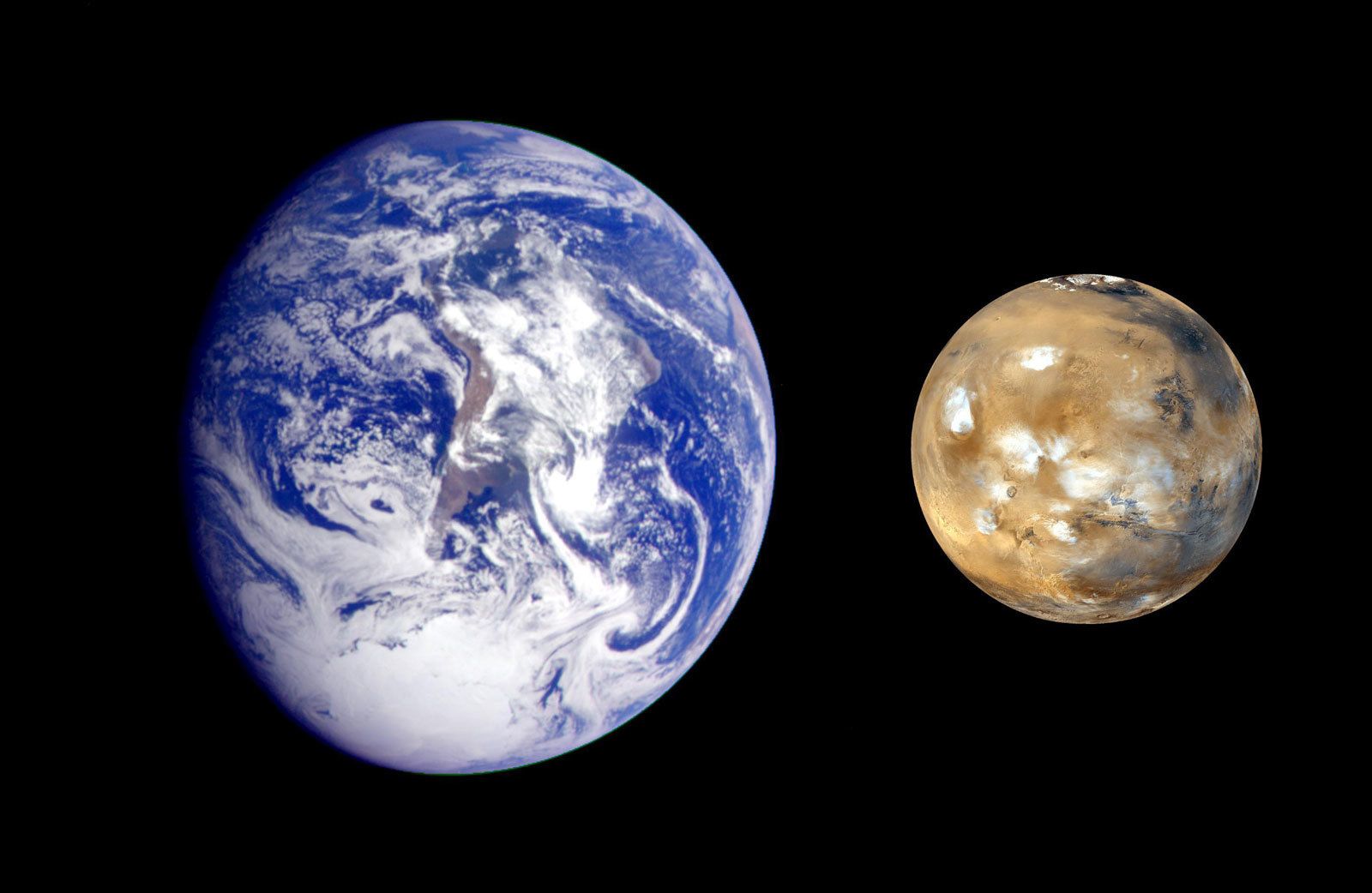 Земята сравнена с Марс