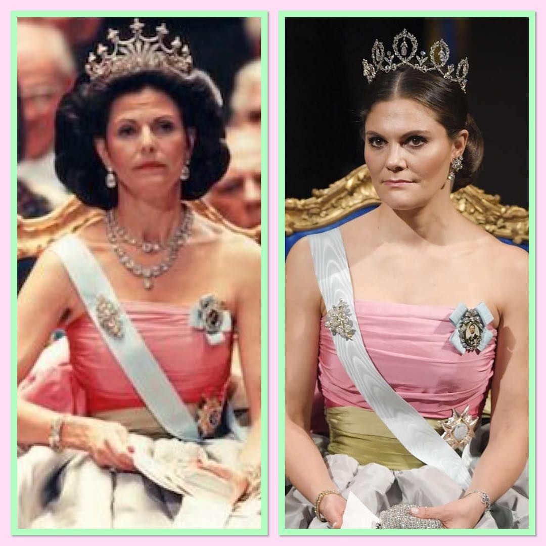 Кралица Силвия (1995) и принцеса Виктория (2018)