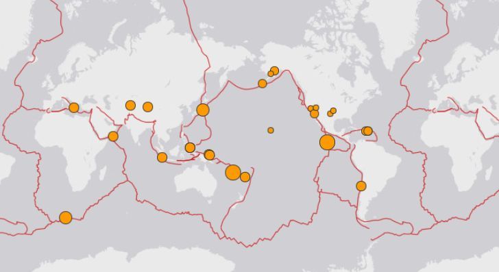 Земетресенията в света за последните 24 часа