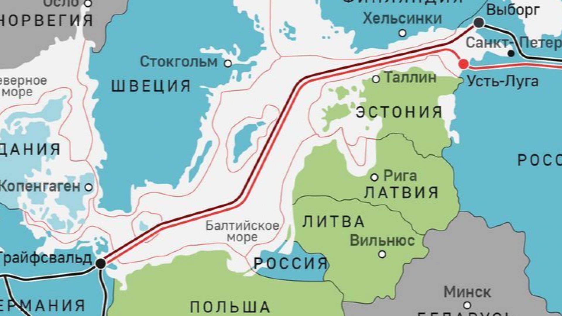 Схема трубопровода Северный поток 2