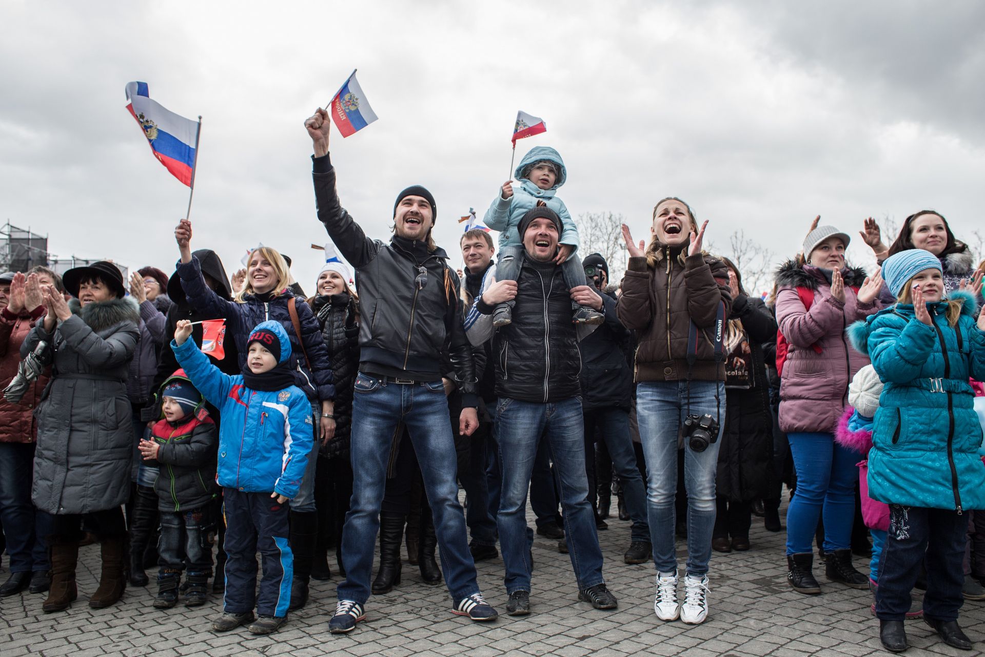 Крим, 18 март, една година по късно след подписване на указа за анексирането на Крим от Руската федерация в Севастопол, Крим