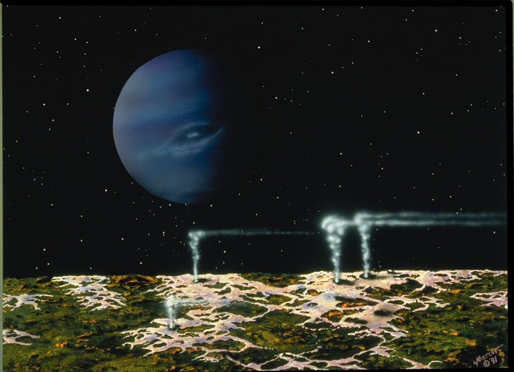 Картина, показваща как би могла да изглежда повърхността на Тритон