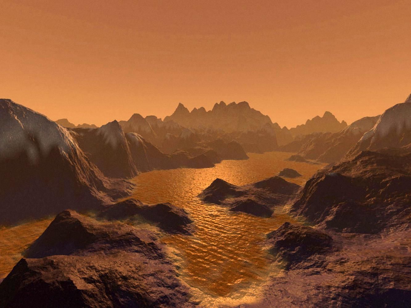 Симулирано изображение на гледка от Титан