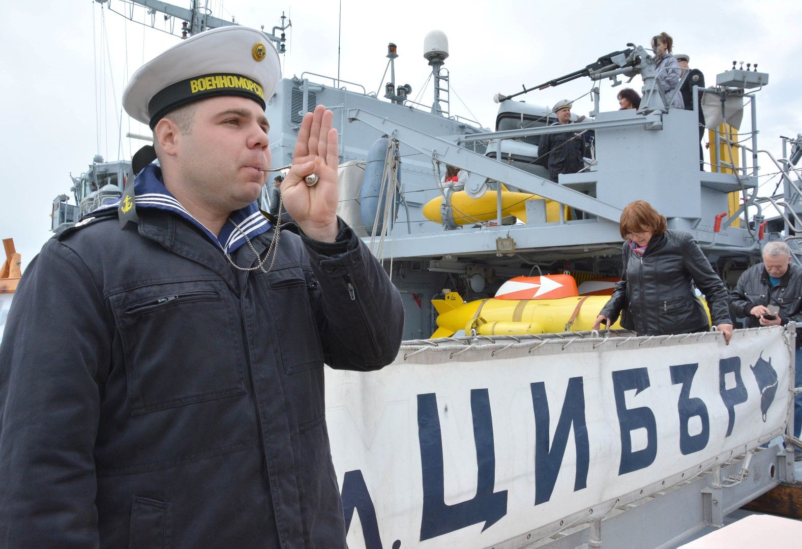 На морска гара Варна акостира минен ловец "Цибър" от състава на Военноморските сили, 10 април 2019 г.