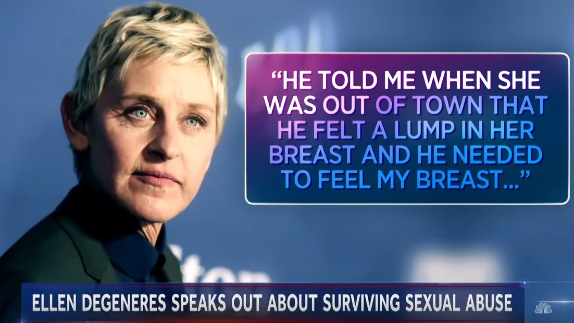 Елън де Дженерис пред Летърман: Пастрокът ми опита да ме насили, докато майка ми се лекуваше от рак