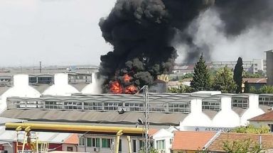 Голям пожар избухна до завода за олио "Бисер"