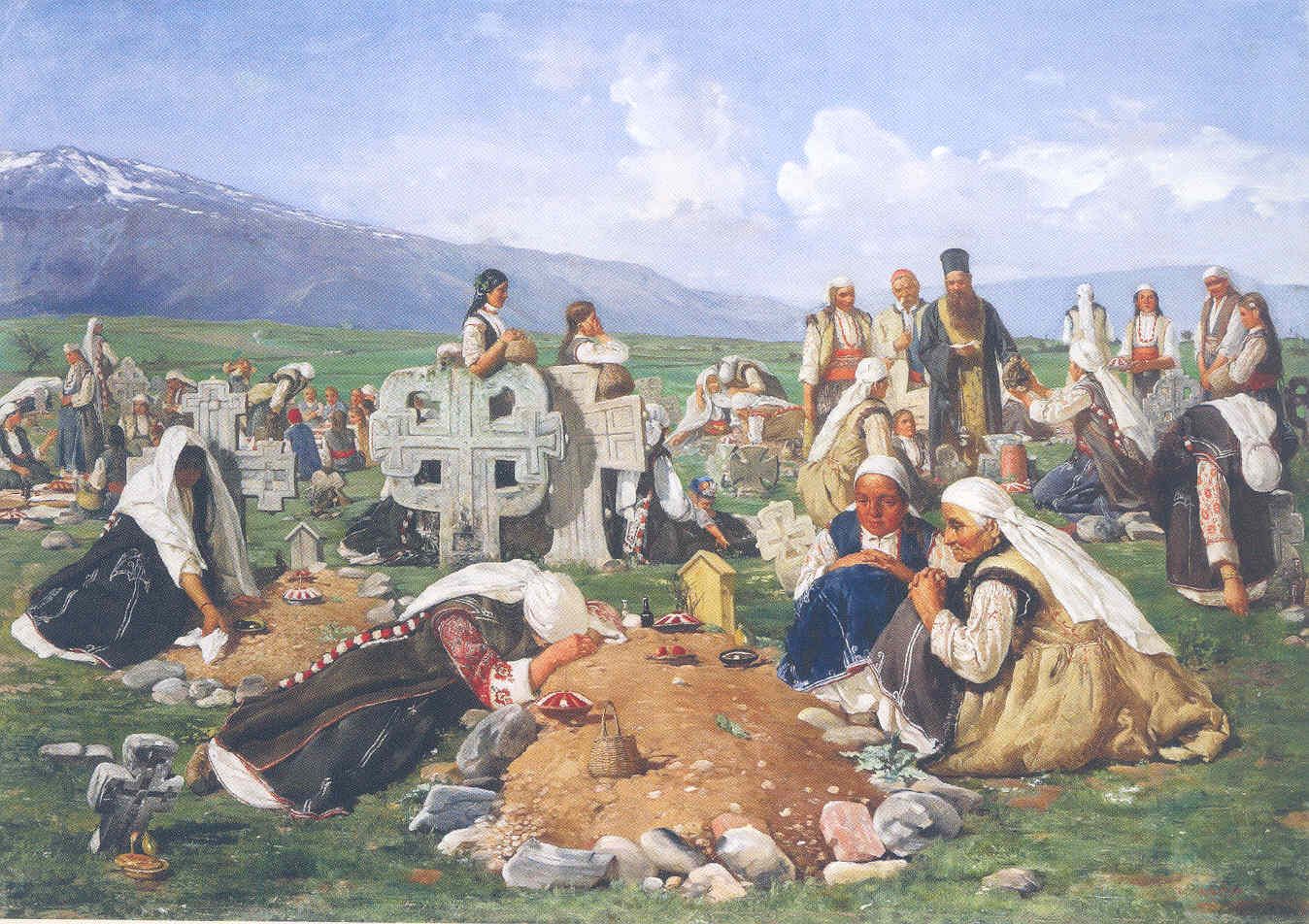 "Задушница", картина на Иван Мърквичка, 1899 година