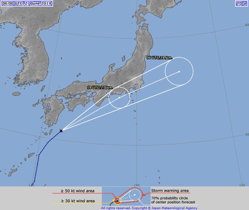 Пътят на тайфуна, карта на JMA