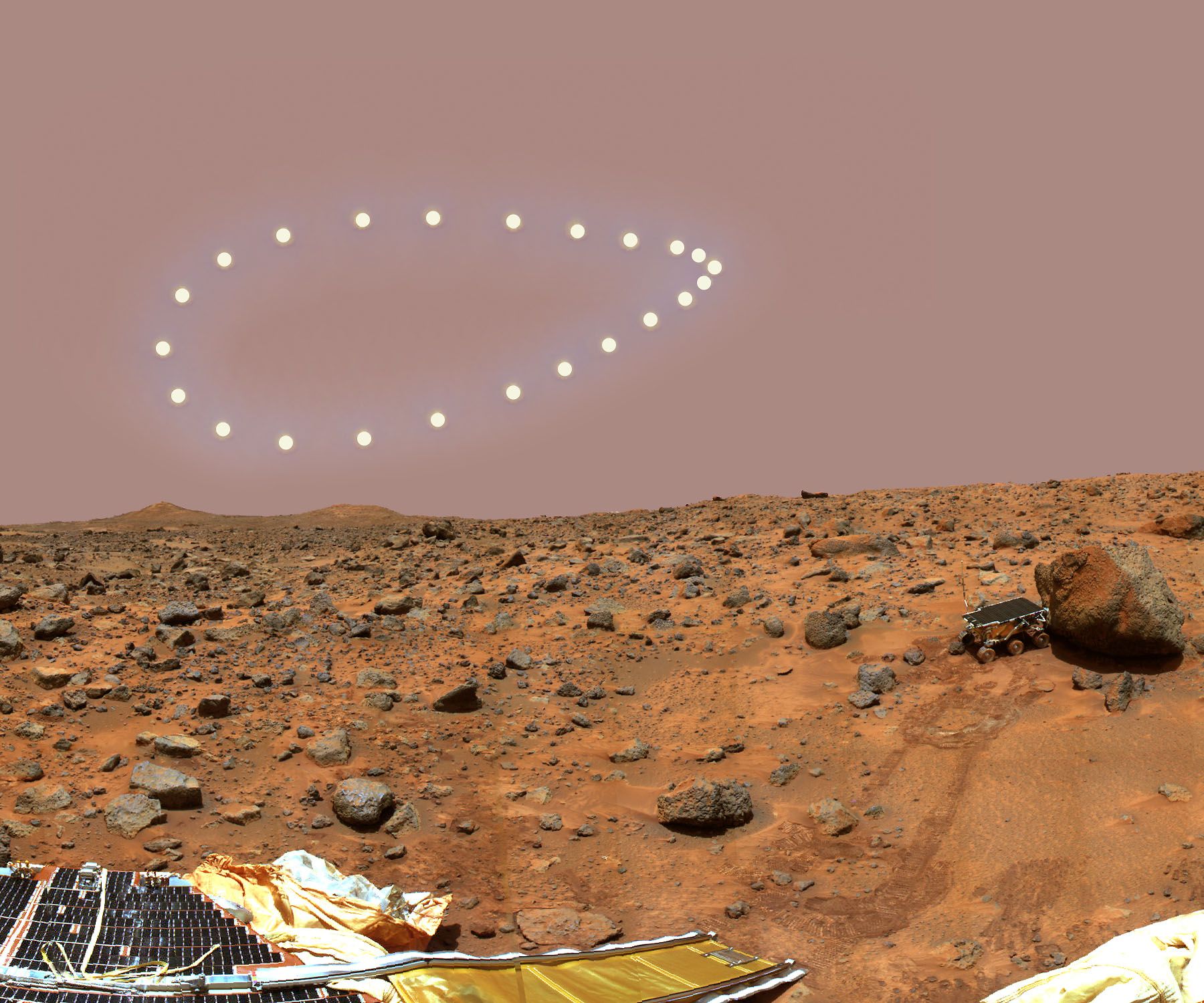 Слънцето, снимано всеки ден по едно и също време от "Марс Патфайндър"