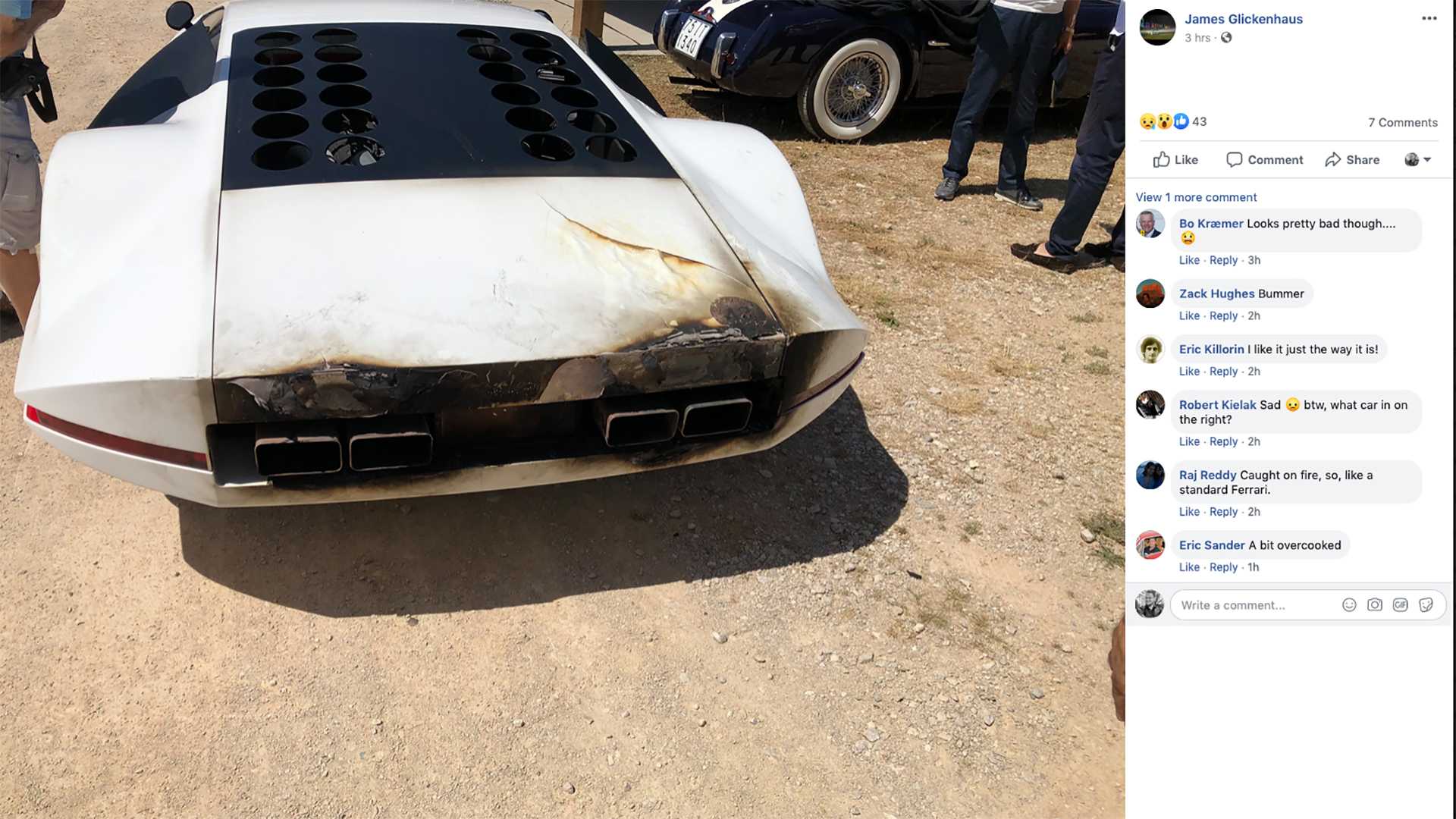 Уникално Ferrari се запали, но оцеля въпреки това