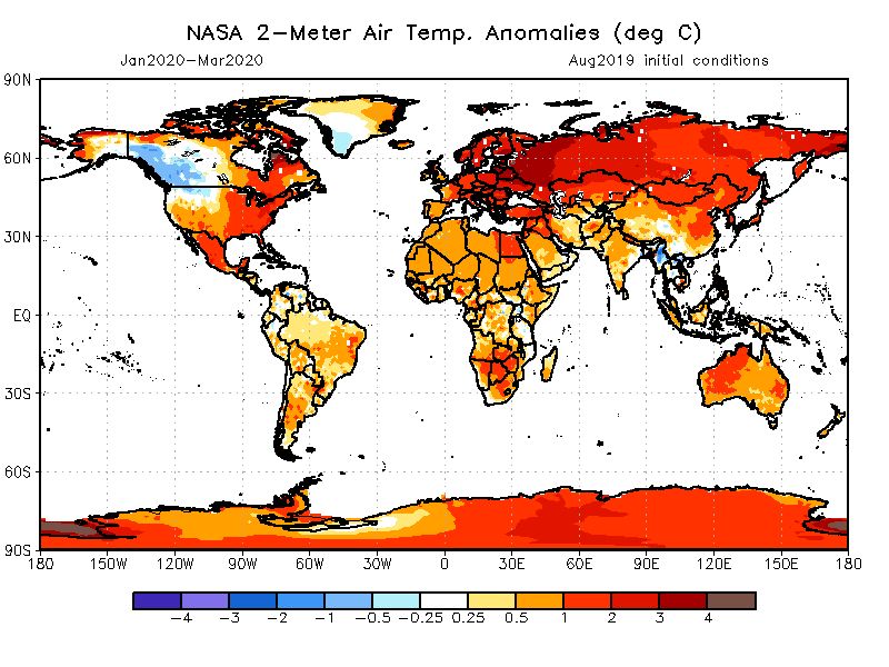 Прогнозата на НАСА е една от най-"горещата" за предстоящата зима. С аномалия от около и над 3 градуса, зимата у нас би била като класическия зимен сезон в Северна Гърция