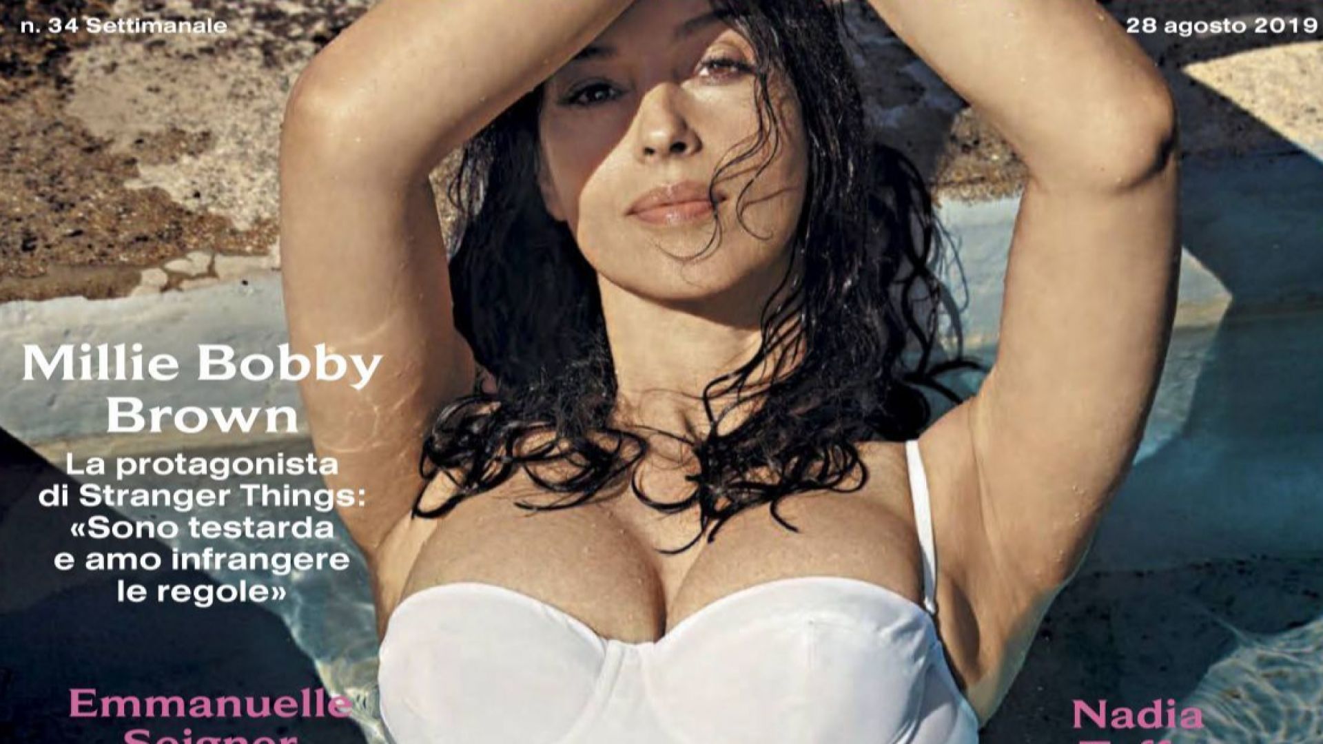Бюстът на Моника Белучи прелива от корицата на "Vanity Fair"