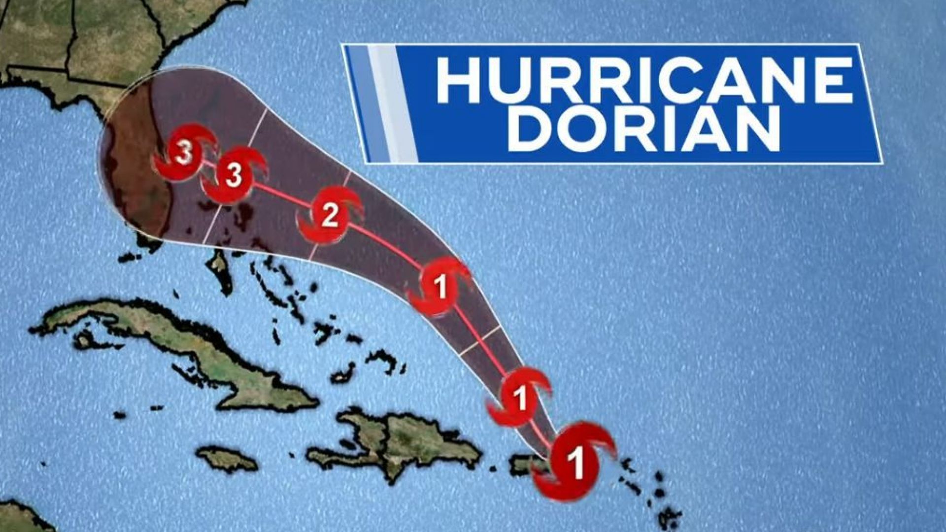 Както изглежда ураганът Дориан ще връхлети Флорида в неделя късно