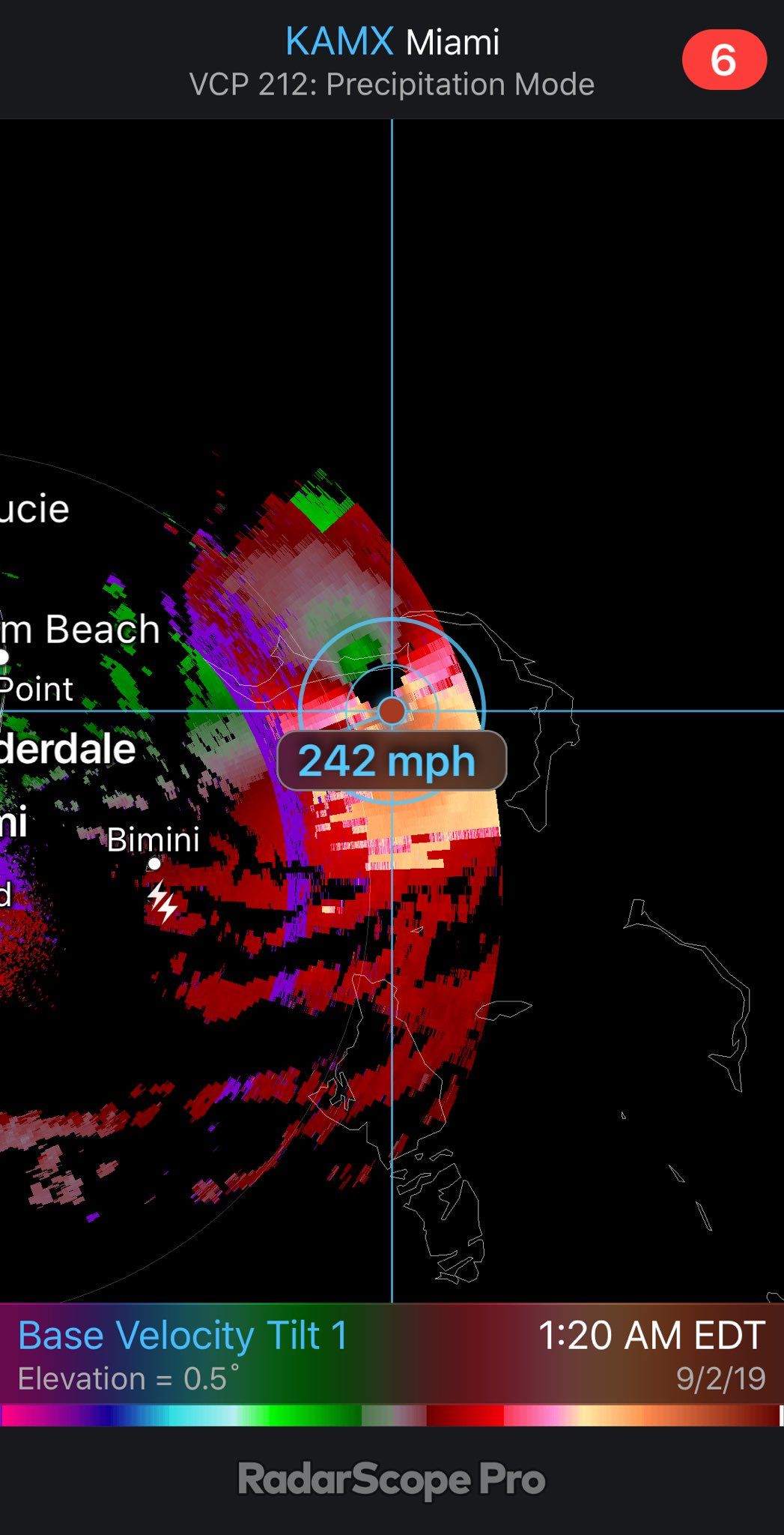  радар във Флорида отчете скорост на вятъра в един от секторите на Дориан от над 240 мили в час (над 360 километра в час!)