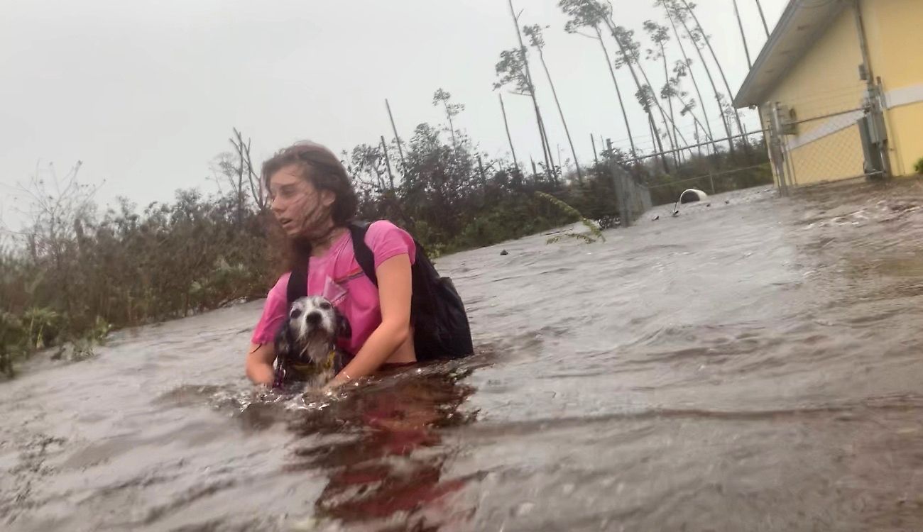 Момиче се спасява заедно с кучето си