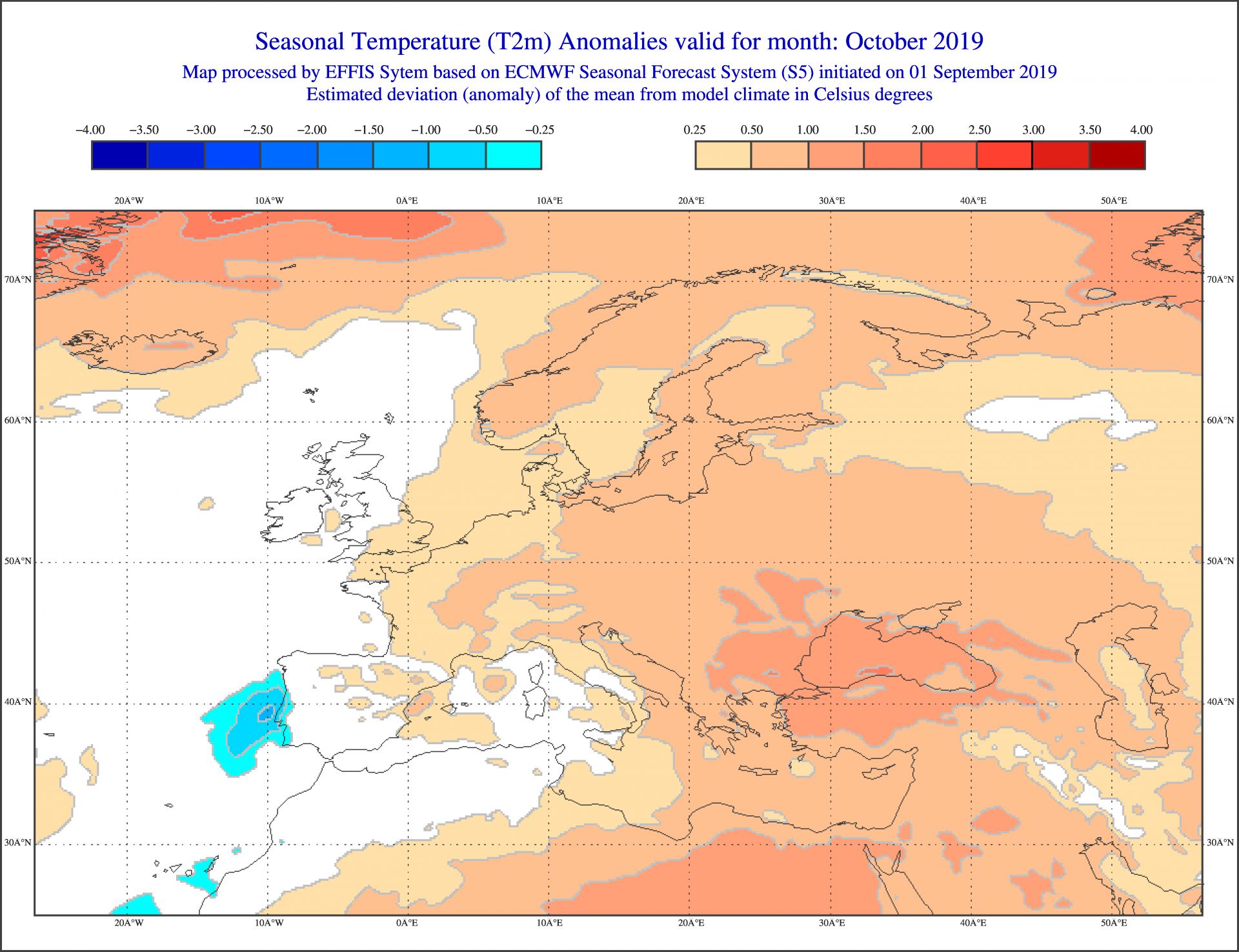 Очаквани отклонения от температурните норми за октомври