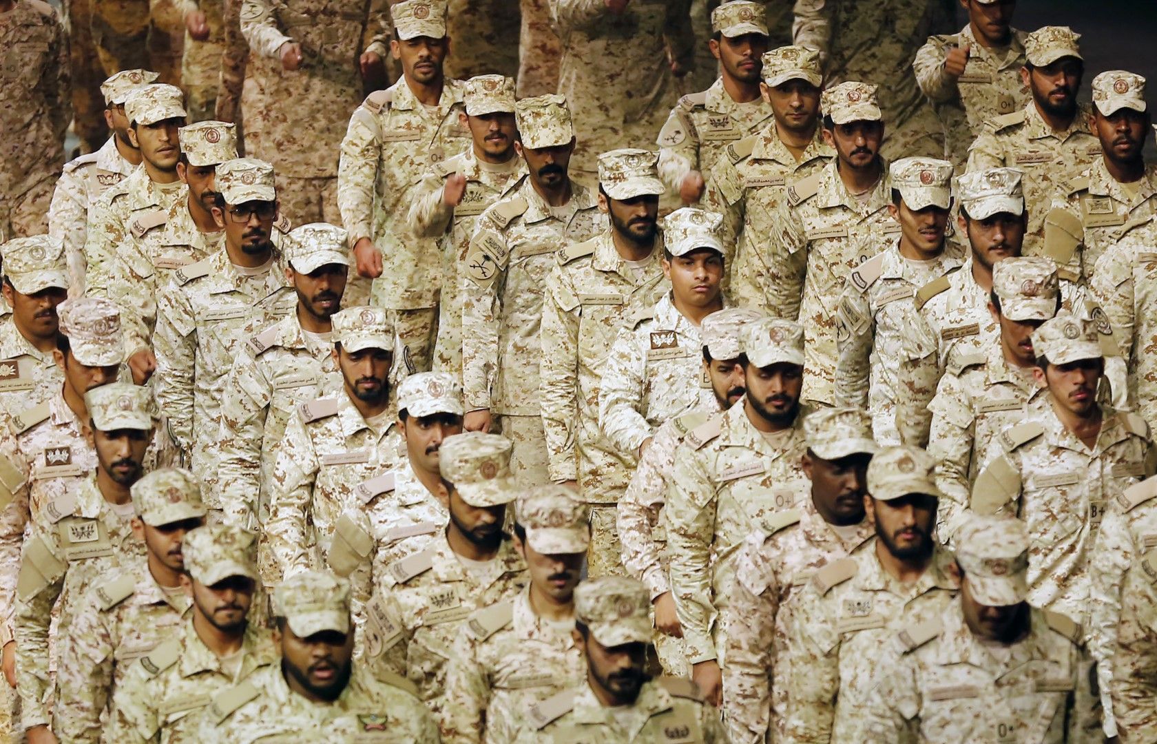 Саудитски военни по време на парад по случай националния празник Националния ден на Саудитска Арабия, 21 септемвриа