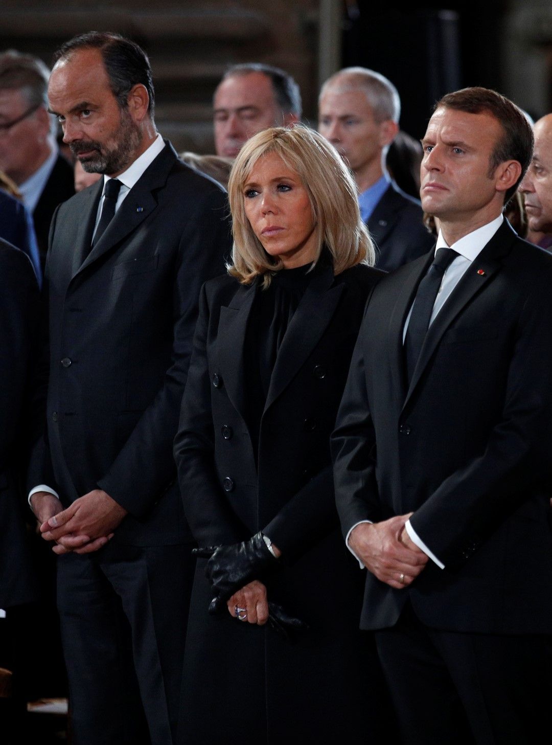 Брижит и Еманюел Макрон на погребението на Жак Ширак