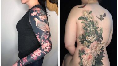 Шедьоври по тялото: изисканите флорални татуировки на Естер Гарсия