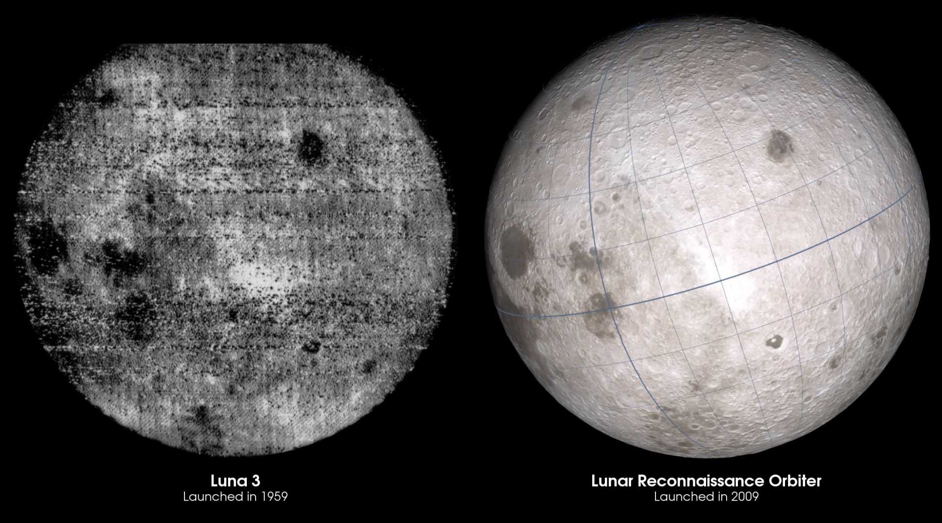 Снимка от 1959 г., сравнена с такава на НАСА от 2009 г.