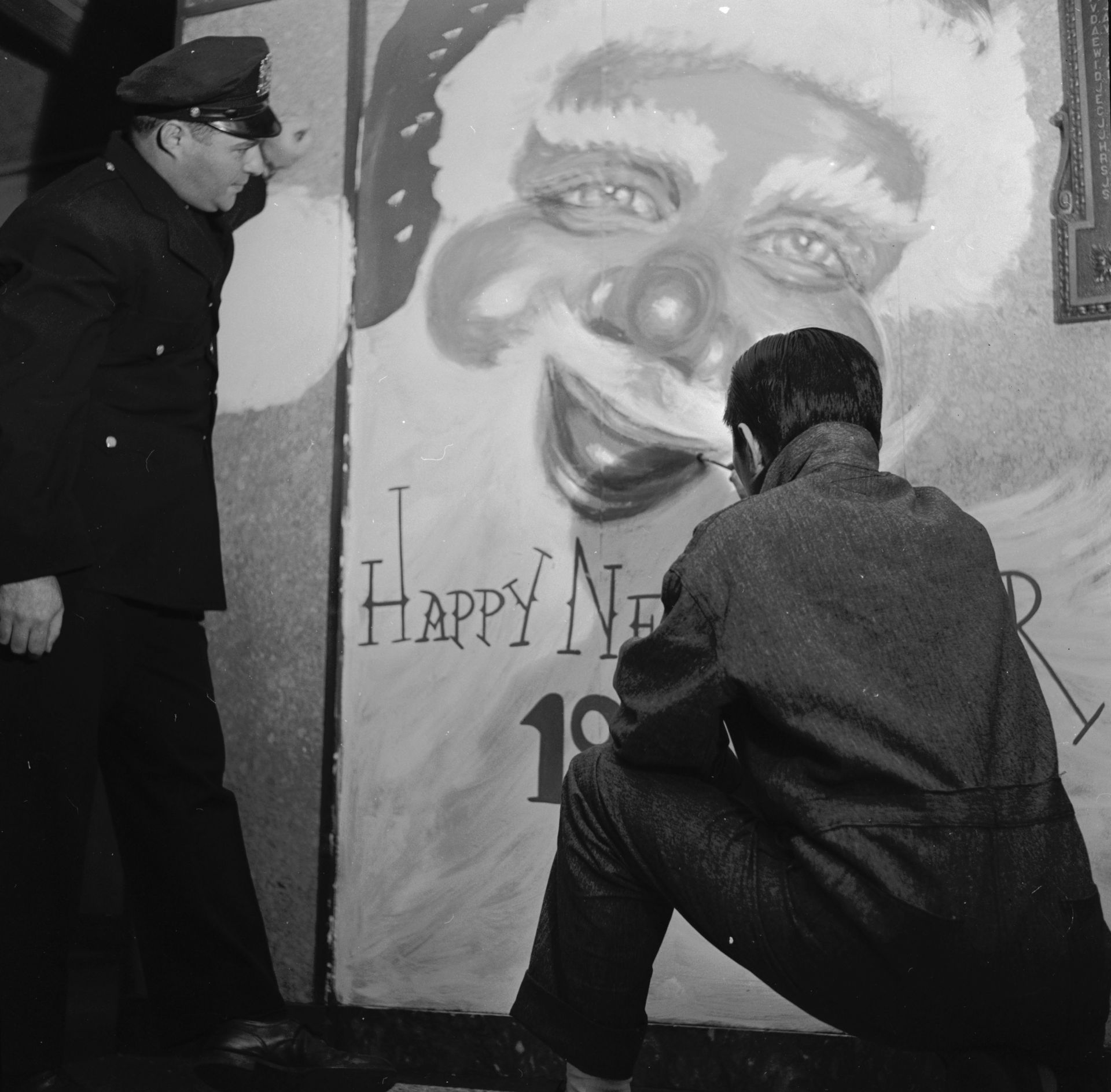 Затворник рисува дядо Коледа през 1955 година