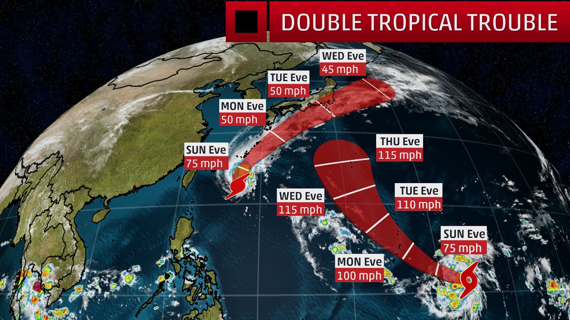 Други два тайфуна едновременно на път към Япония