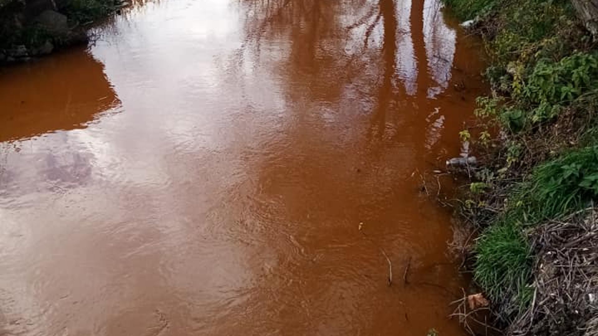 Водата в река Струма е оцветена в червено на територията