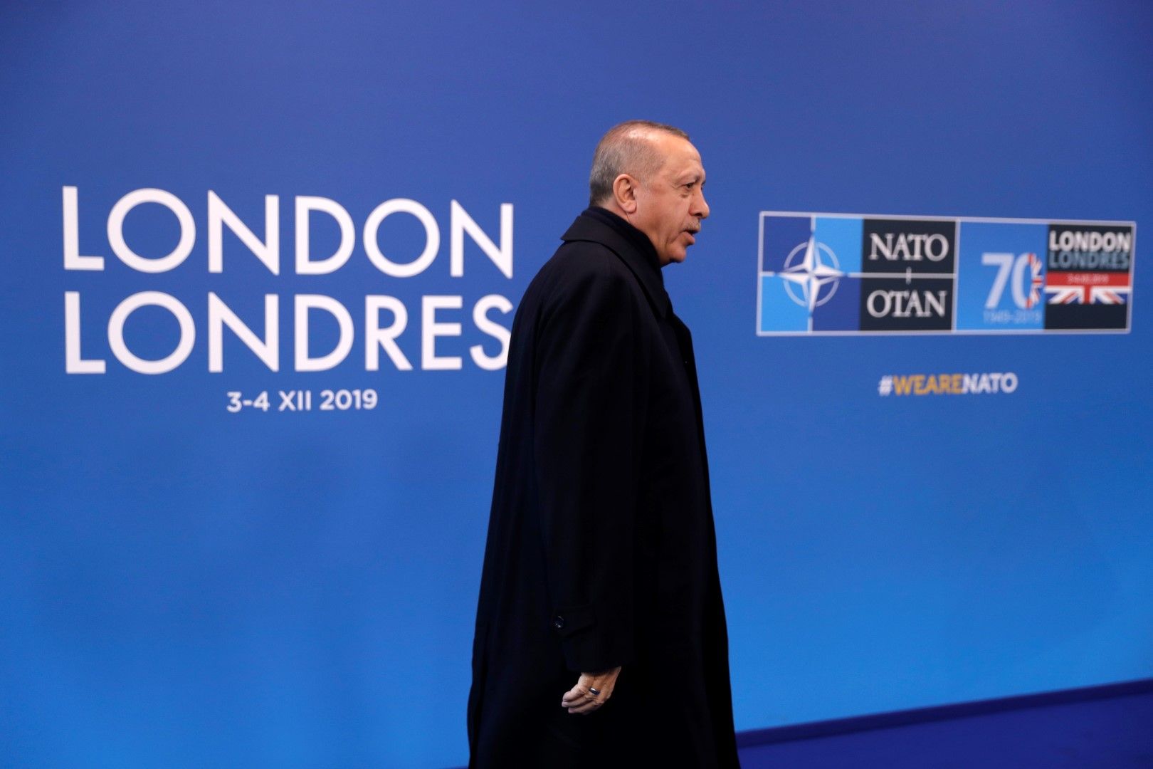 Реджеп Тайип Ердоган - на срещата на върха на НАТО в Лондон, 4 декември