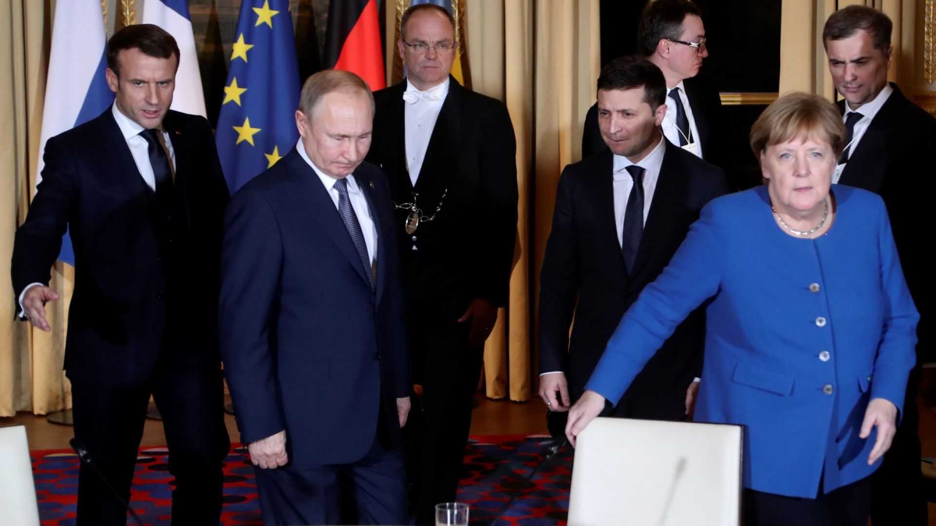 Президентите на Русия и Украйна Владимир Путин и Володимир Зеленски