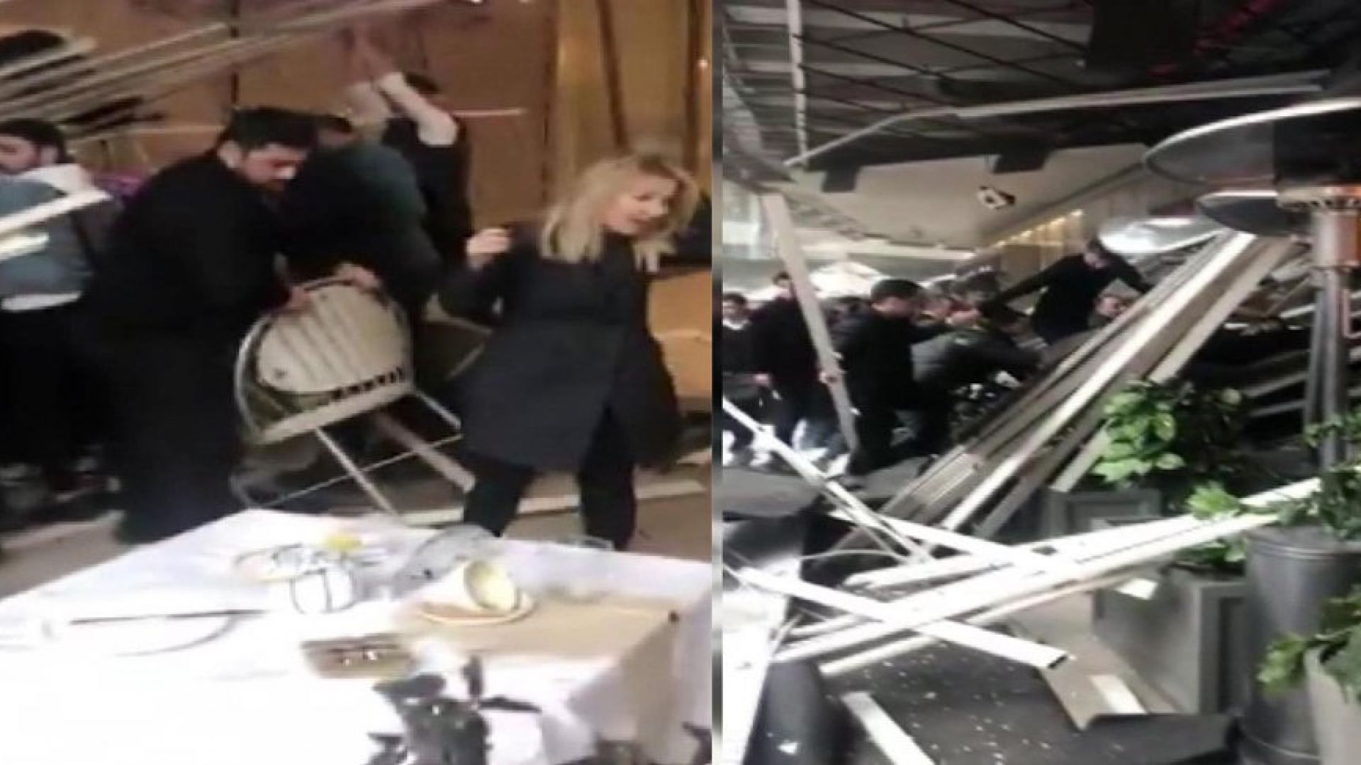 Най малко 6 души са ранени след като покрив на кафене