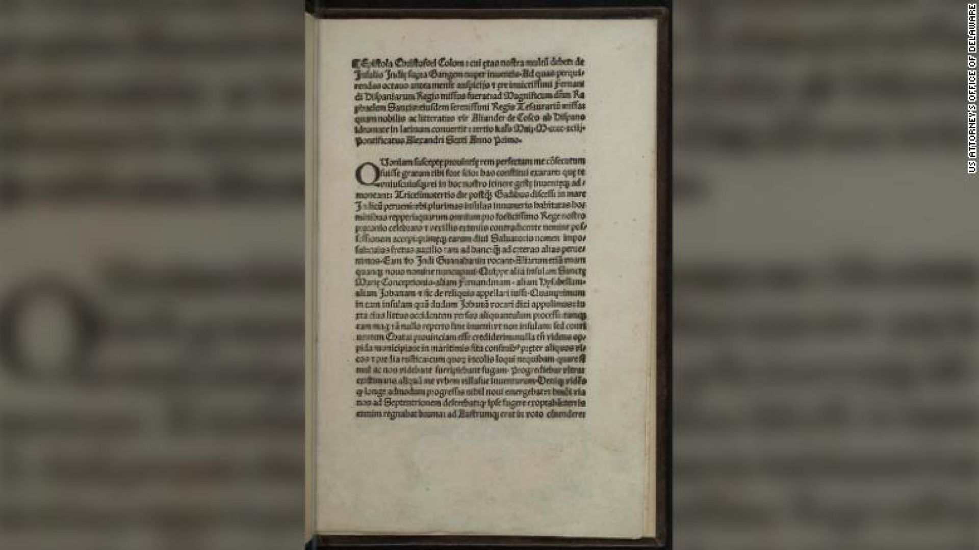ФБР откри откраднато 500-годишно копие на писмо на Христофор Колумб