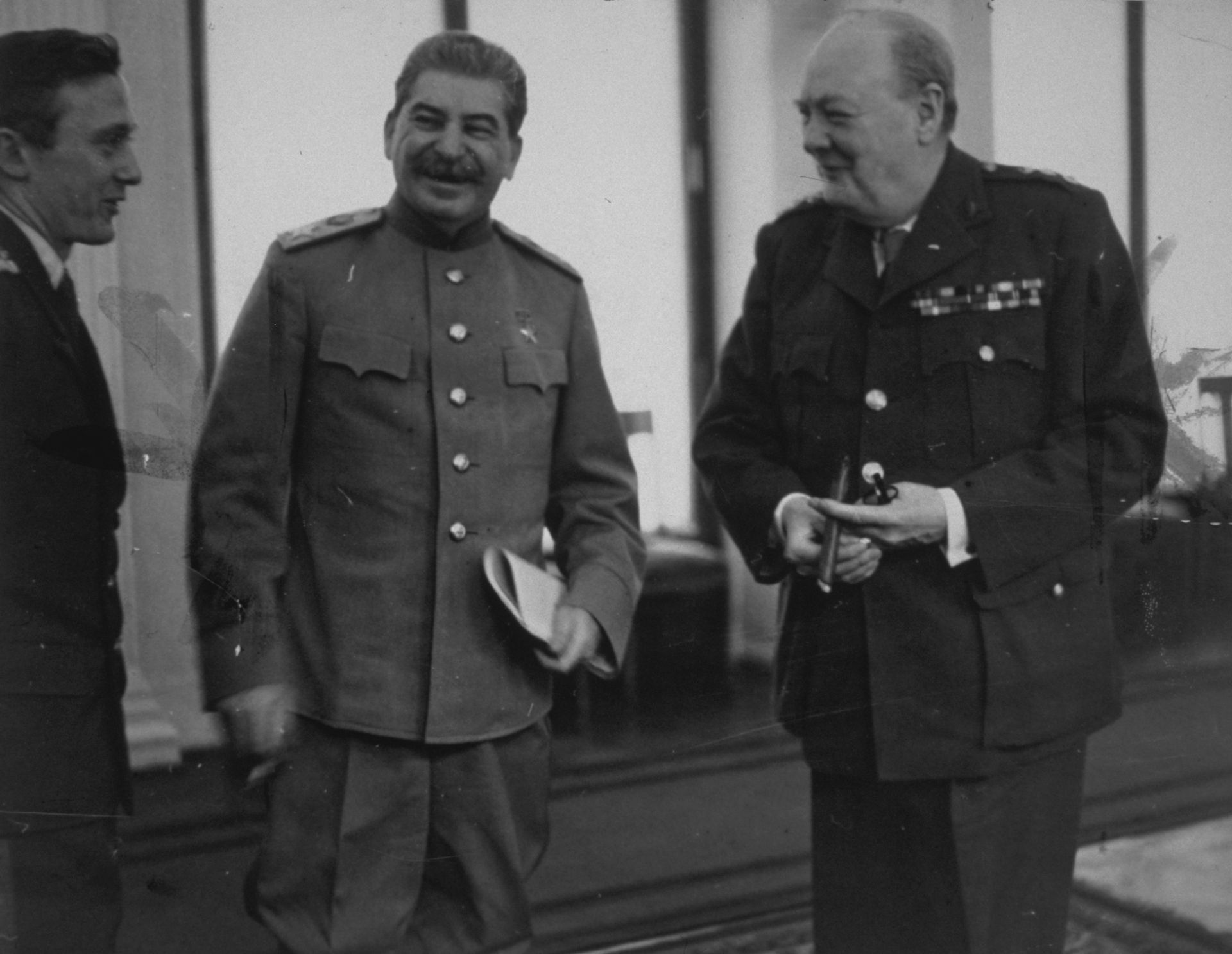 Сталин и Уинстън Чърчил на конферентната в Ялта