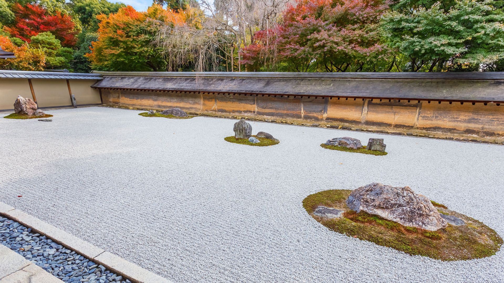 Сад камней в монастыре Рёандзи в Киото