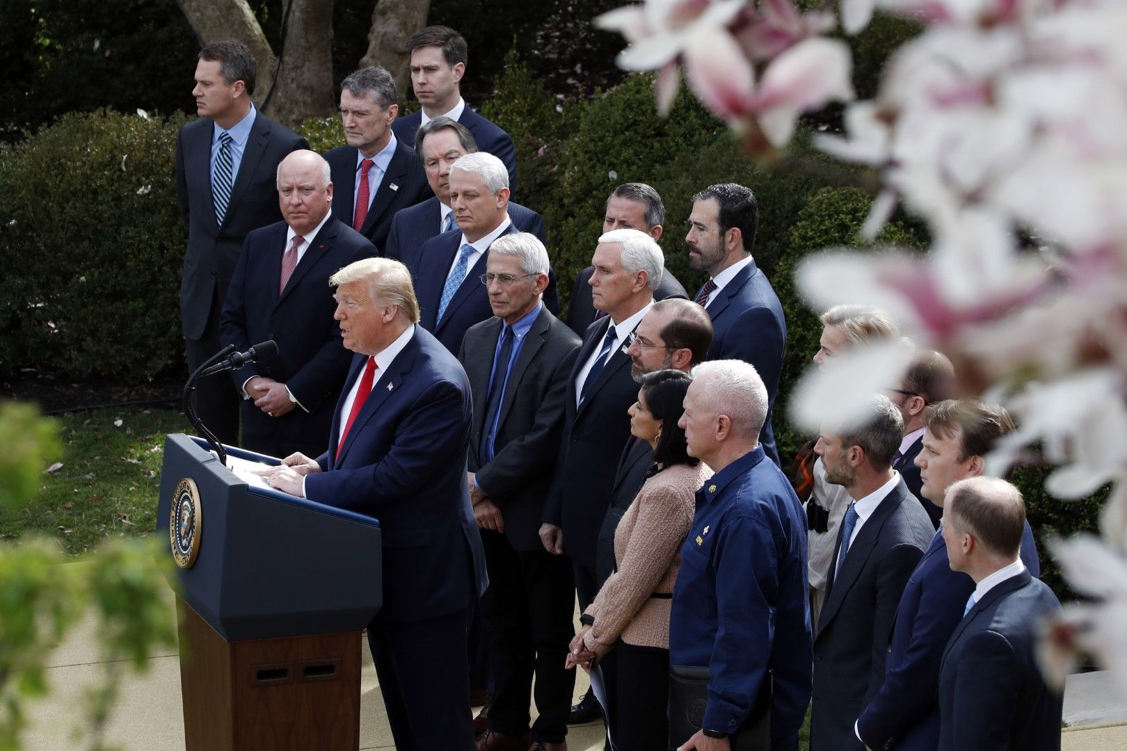 Доналд Тръмп обявява национално извънредно положение  от Розовата градина в Белия дом