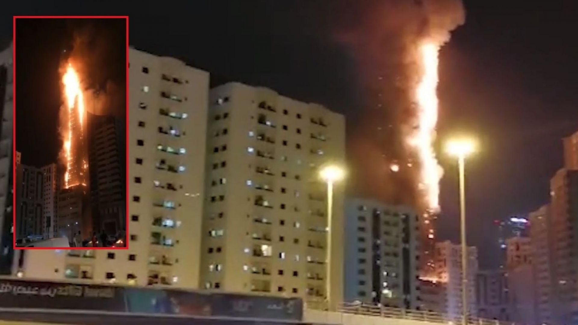 Огромен пожар обхвана един от най високите небостъргачи в Шарджа