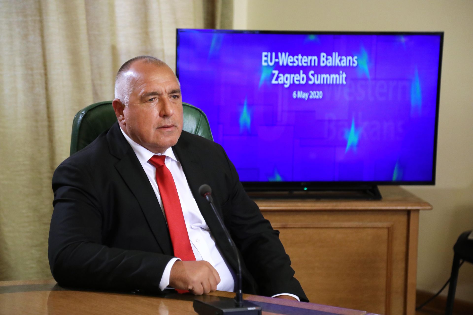 Премиерът по време на срещата, проведена чрез видеоконферентна връзка, с фокус върху подкрепата на ЕС за Западните Балкани